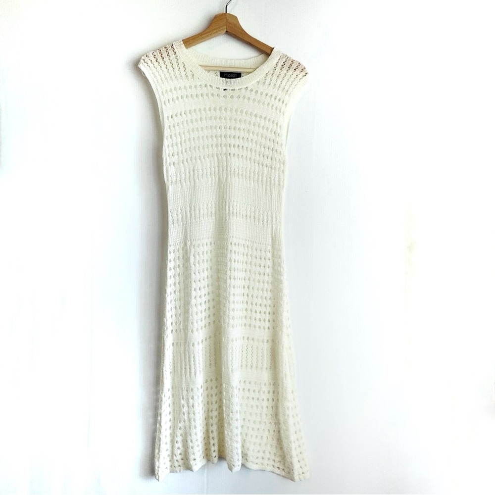Papillon Ivory Knit Maxi swim coverup Dress size small